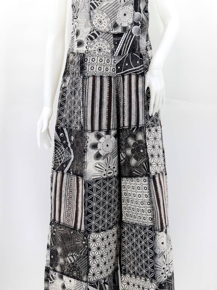 Himalaya Handmade – Engroshandel Overalls - Dame – Bomuld Hippie Håndlavet Geometrisk Print Brede Ben Boheme Overalls1