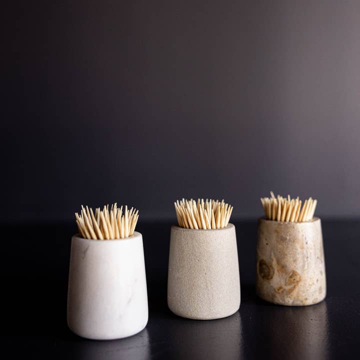 Luxe B Co - Wholesale Decorative Jar - White Marble Toothpick Holder3