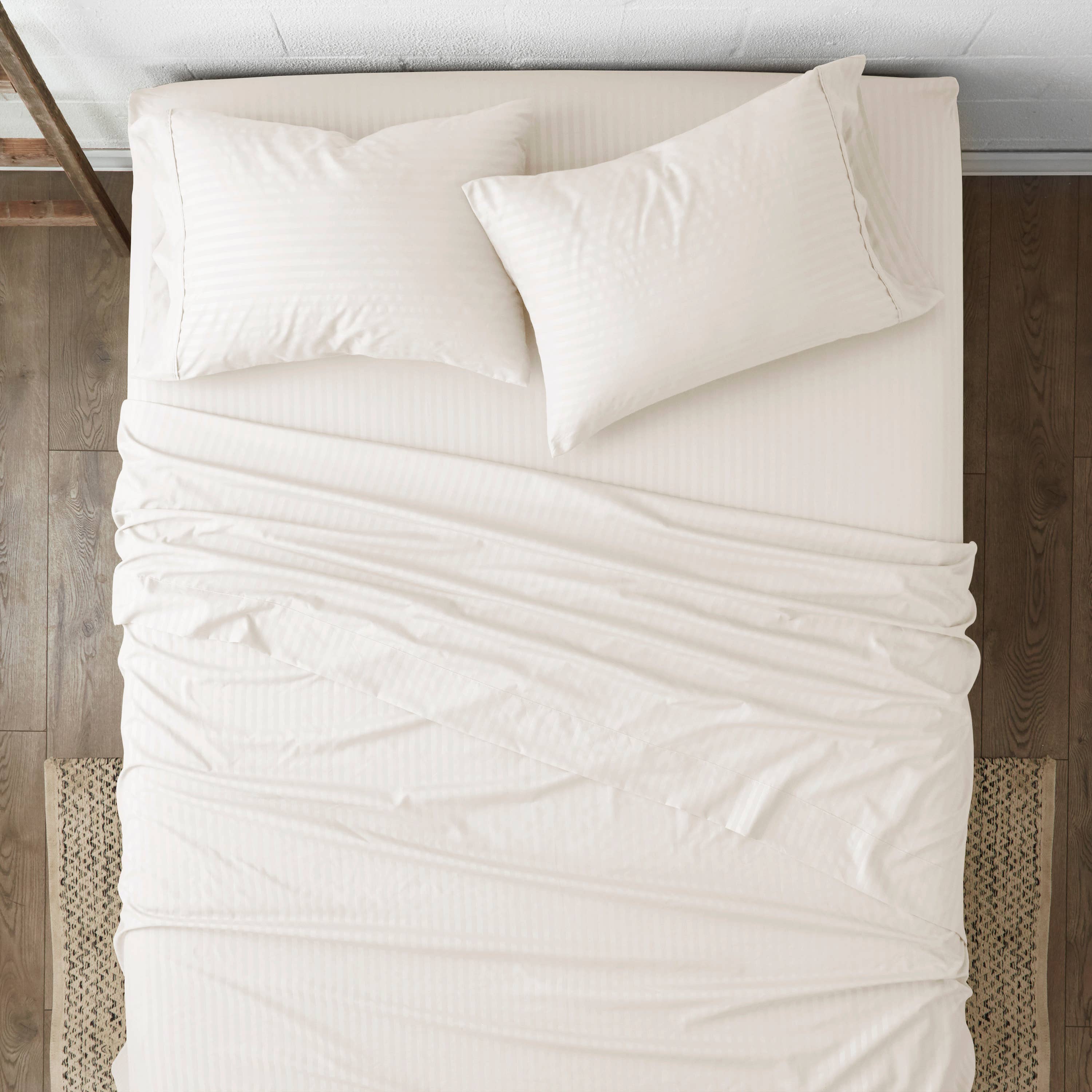 ienjoy Home - Wholesale Sheet Set - Home Collection Premium Striped Embossed 4 Piece Bed Sheet2