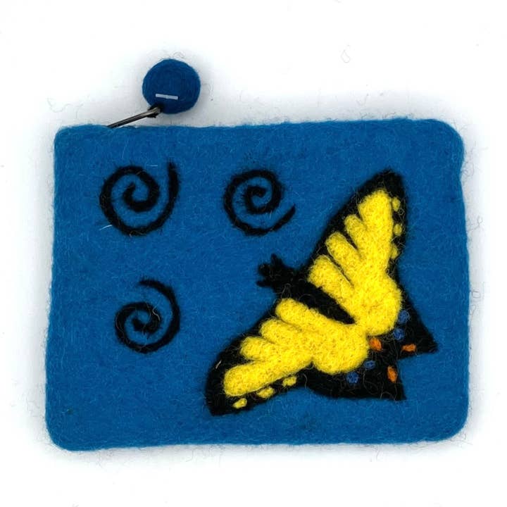 Tiger Swallowtail Felt Coin Purse for wholesale by Women of the Cloud Forest