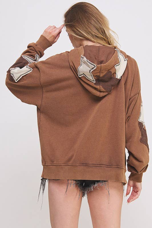 JADE BY JANE PLUS - Wholesale Hoodie - Dames - PLUS SIZE MINERAAL GEWASSEN LANGEMOUWEN STER GEPATCHTE HOODIE15