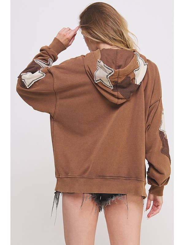 JADE BY JANE - Wholesale Hoodie - Women's - MINERAL WASHED LONG SLEEVE STAR PATCHED HOODIE7