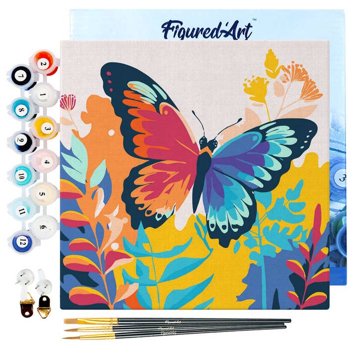 Mini Paint by numbers framed - Tropical Butterfly for wholesale by Figured'Art