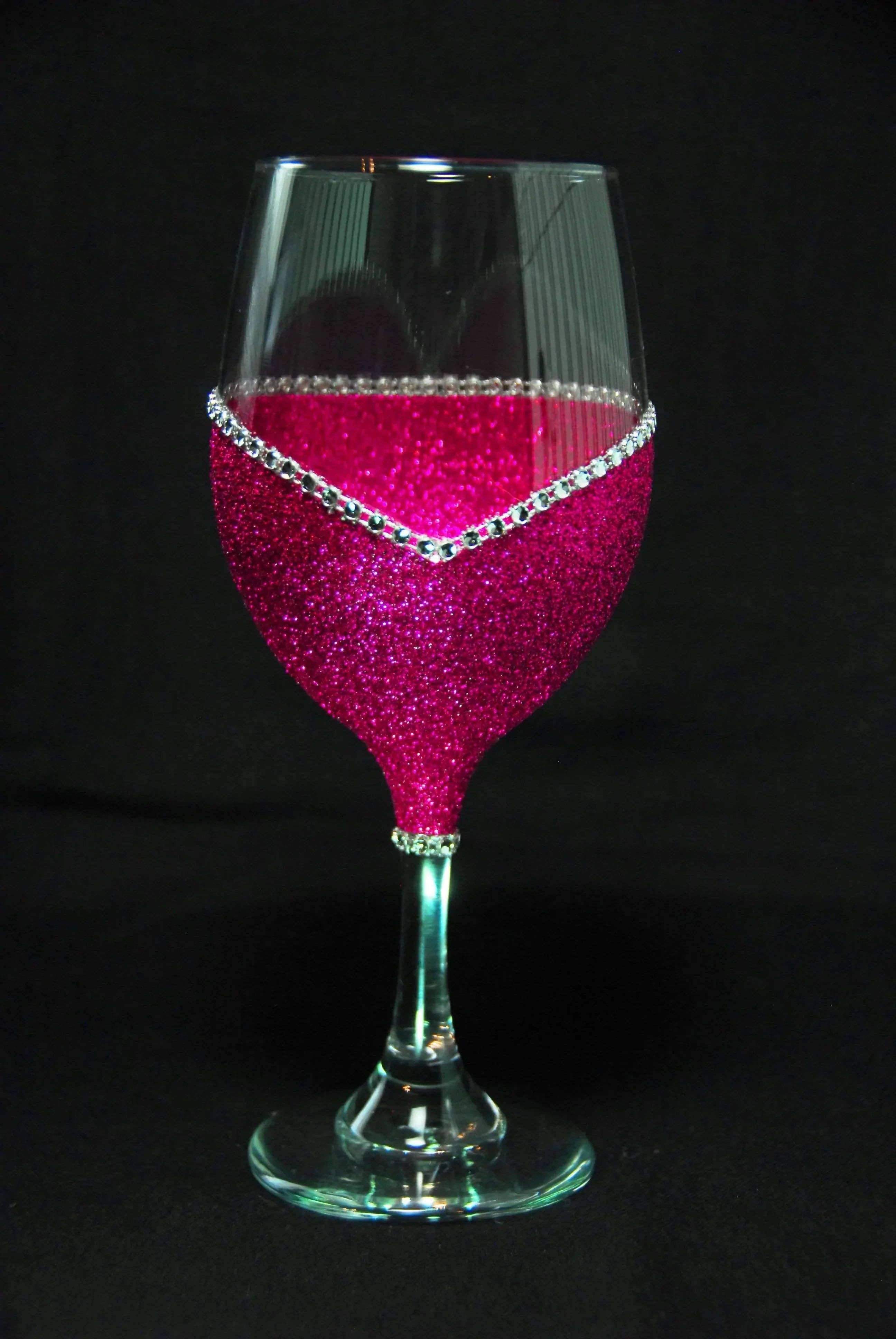 WineyBitches.Co - Wholesale Wine Glass - Valentine Schmalentine – Bling Glitter Glass Wine Glasses (Anti-Valentine’s Day Collection)0