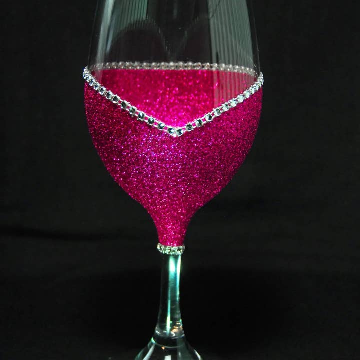 WineyBitches.Co - Wholesale Wine Glass - Valentine Schmalentine – Bling Glitter Glass Wine Glasses (Anti-Valentine’s Day Collection)