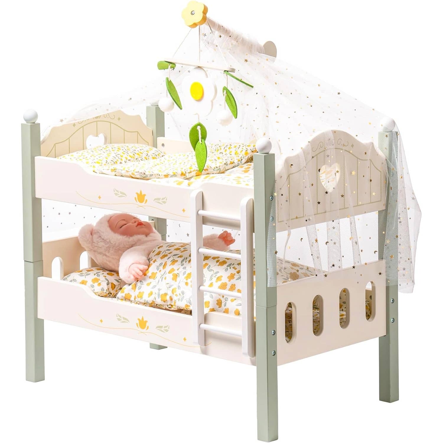 Robud & Mewoofun Official Store - Wholesale Doll Accessory Kit - Kids - Robud Baby Doll Bunk Beds Wooden Doll Cribs Cradle 0