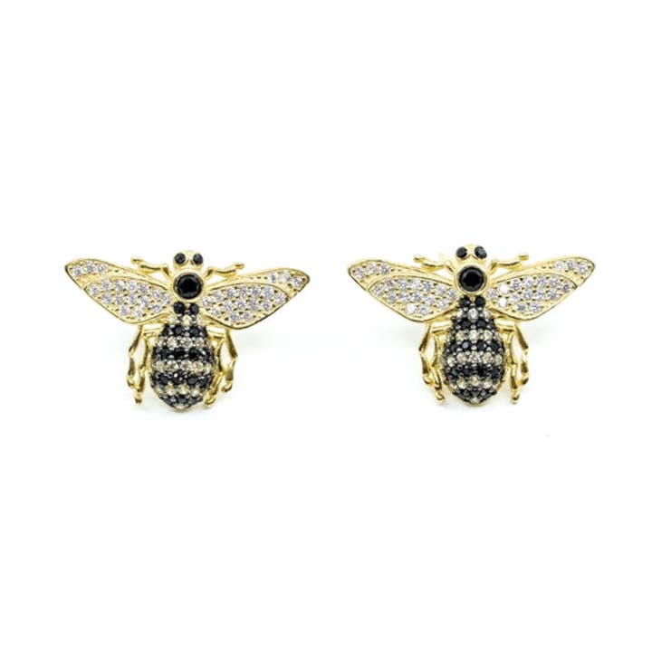 Sterling Silver Gold Bumblebee Earring for wholesale by ZEYZEY