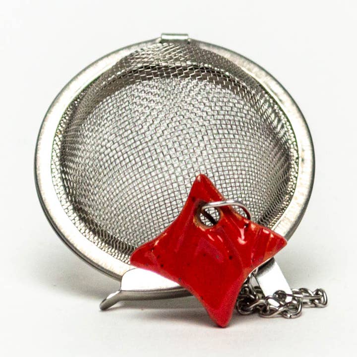 Keramisk Diamond Charm Tea Ball Infuser/Stejlere - Håndlavet for engroshandel hos White Squirrel Clayworks