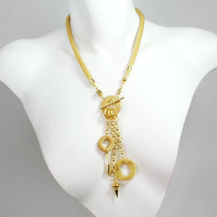 Mutli Drop Mesh Necklace with Front Mesh Toggle Clasp for wholesale by Erica Zap Designs