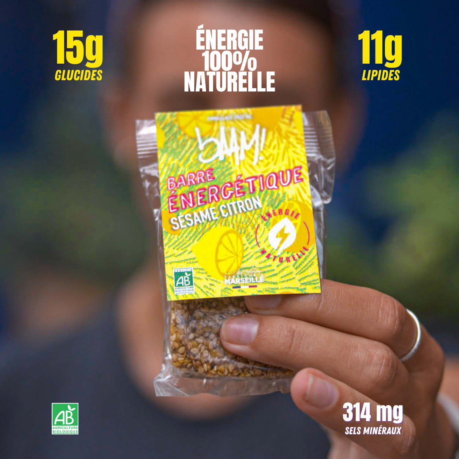 bAAM! - Wholesale Snack Bar - Organic energy bar (40g) - SESAME LEMON 🍋1