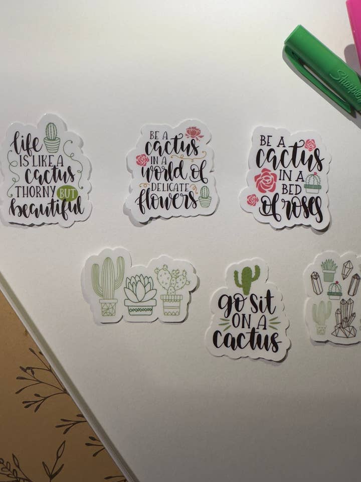 Kaktus klistermærker for engroshandel hos Stickin with Coconut
