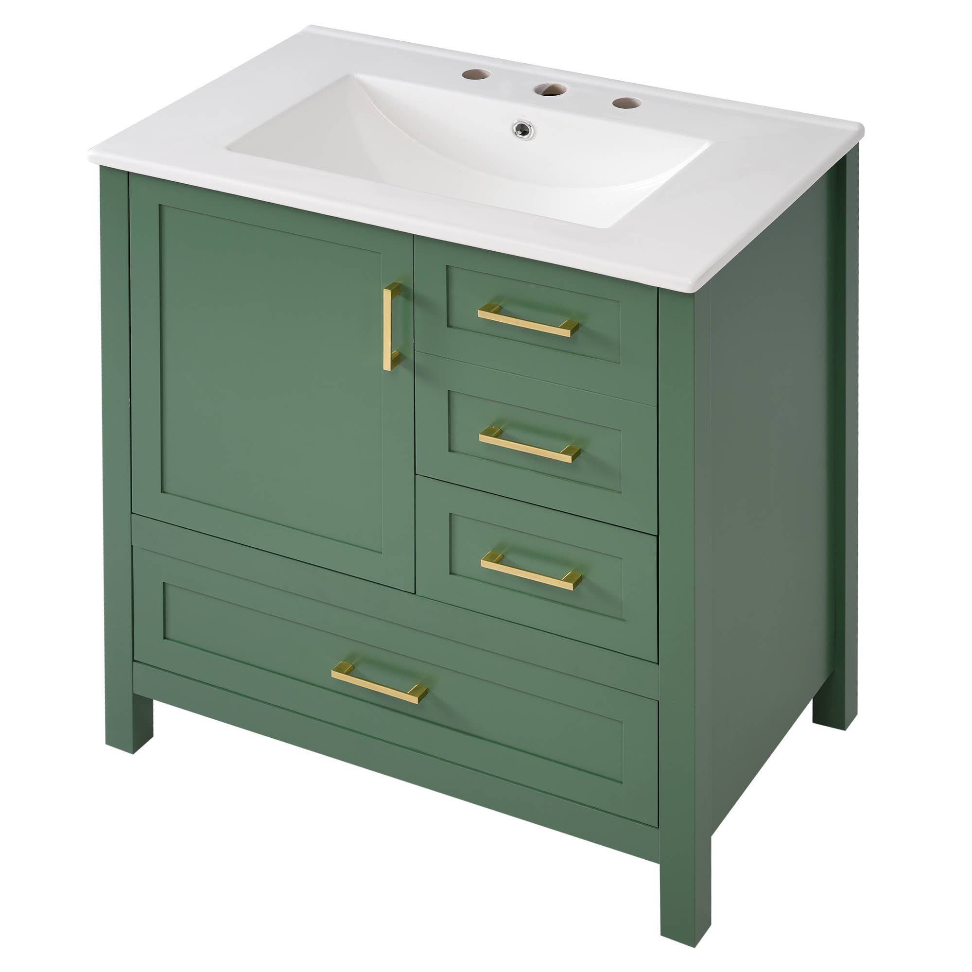 39F Inc. - Vente Armoire - Meuble-lavabo blanc de 30" avec lavabo et tiroirs à fermeture douce6