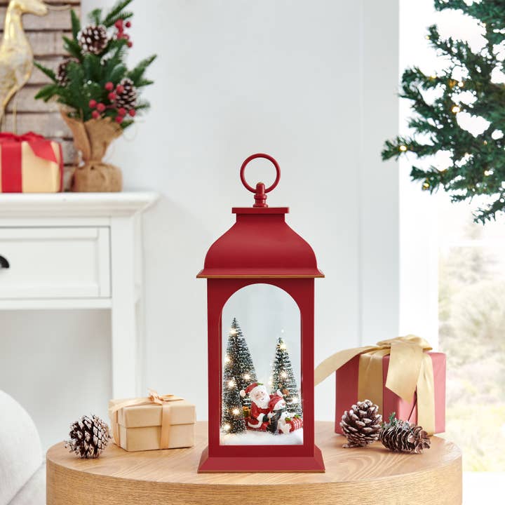 Danya B - Wholesale Christmas Decoration - Danya B. Tabletop Red Christmas Santa Winter Scene Lantern1