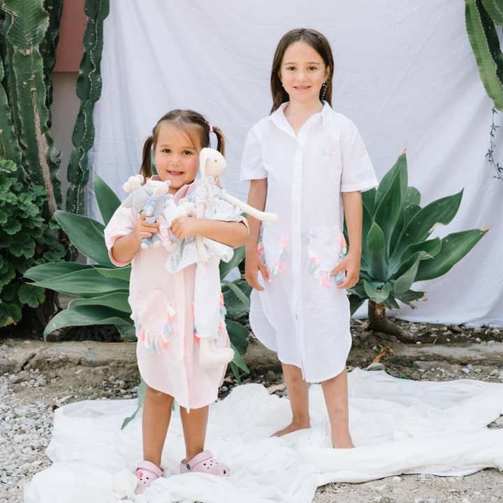Pige Børn Lyserød Skjorte Kjole Strandtøj for engroshandel hos Lally Things