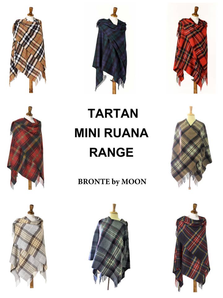Bronte Moon - Vendita all'ingrosso Poncho - Donna - Tartan Mini Ruana — 100% lana d'agnello merino — Made in England