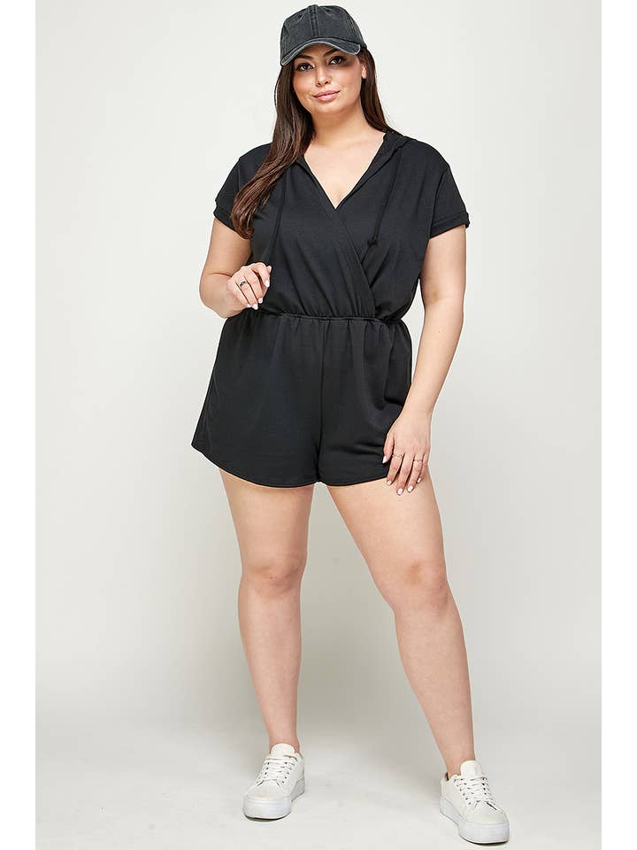 Haute Fox Plus Size & Contemporary - Wholesale Romper - Women's - Plus Size Hoodie Romper French Terry - KY17816-RP8