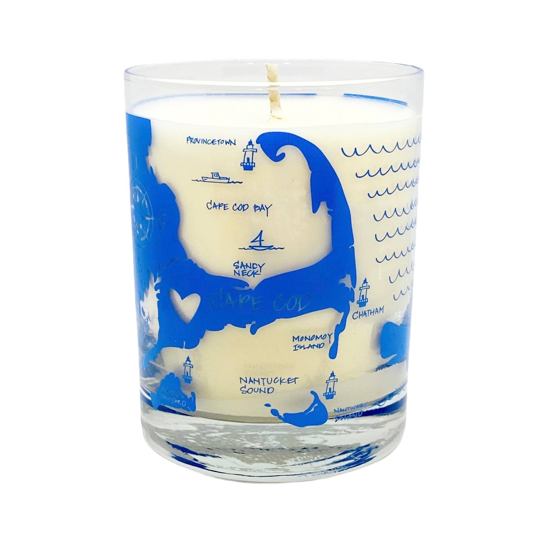 Seawicks Candle Company - Wholesale Jar/Filled Candle - Cape Cod Screen Printed 100% Soy Candle Cocktail Glass