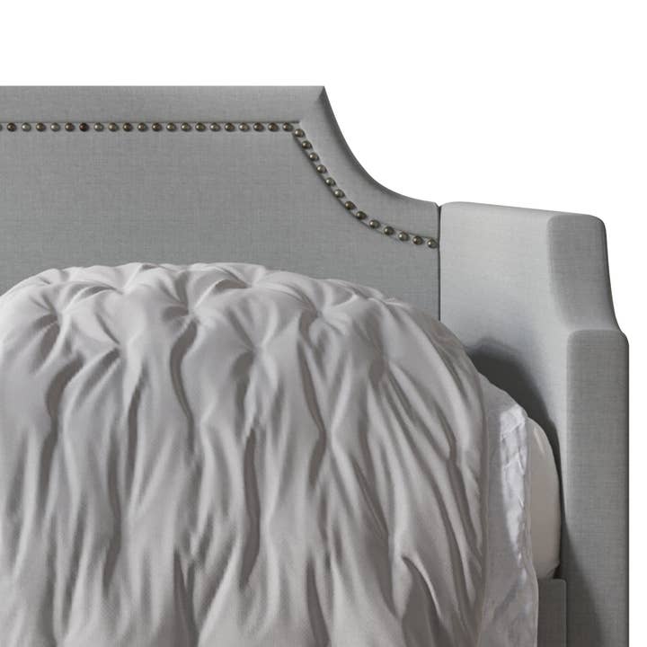 Home Design - Wholesale Day Bed - Pita Upholstered Twin Daybed with Nailhead Trim and Scooped Silhouette, Gray – Adult Living Room, Guest Room, or Bedroom, Easy Assembly5