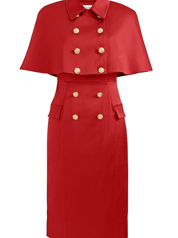 Conjunto de Vestido Chic Star Plus Size Capa em Acetato Vermelho 062124 por atacado de CHIC STAR