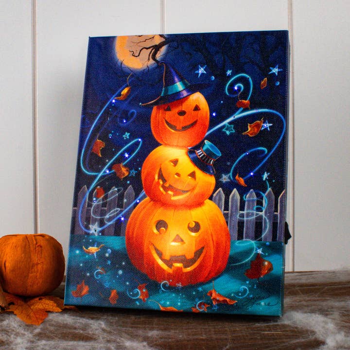 Pumpkin Stacks beleuchtete Tischleinwand, 8 x 6 für den Großhandel von Glow Decor