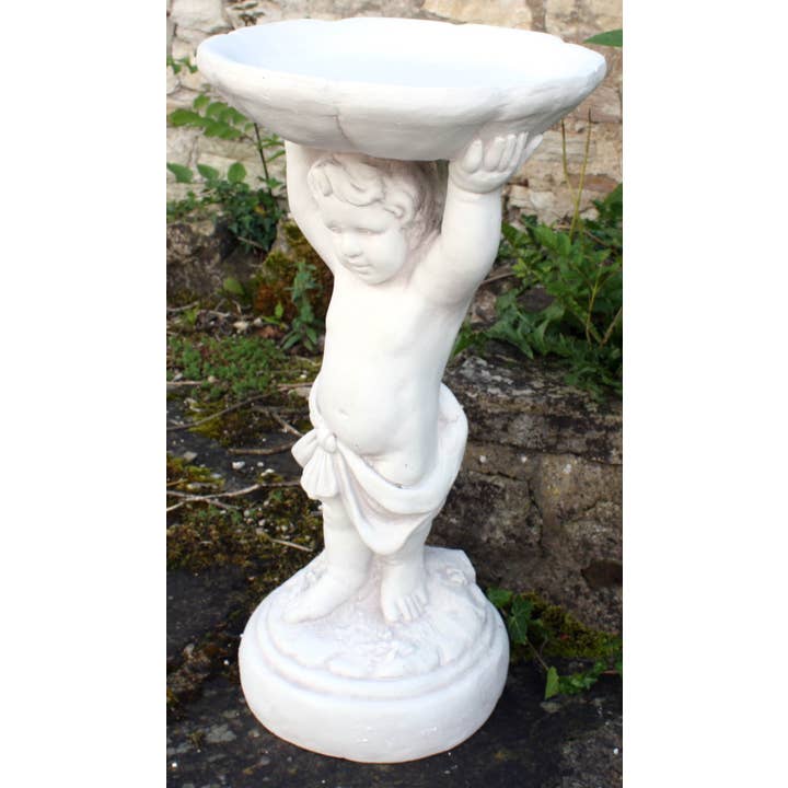 Geko Products - Wholesale Bird Bath - Stone Effect Cherub Bird Feeder Or Bird Bath