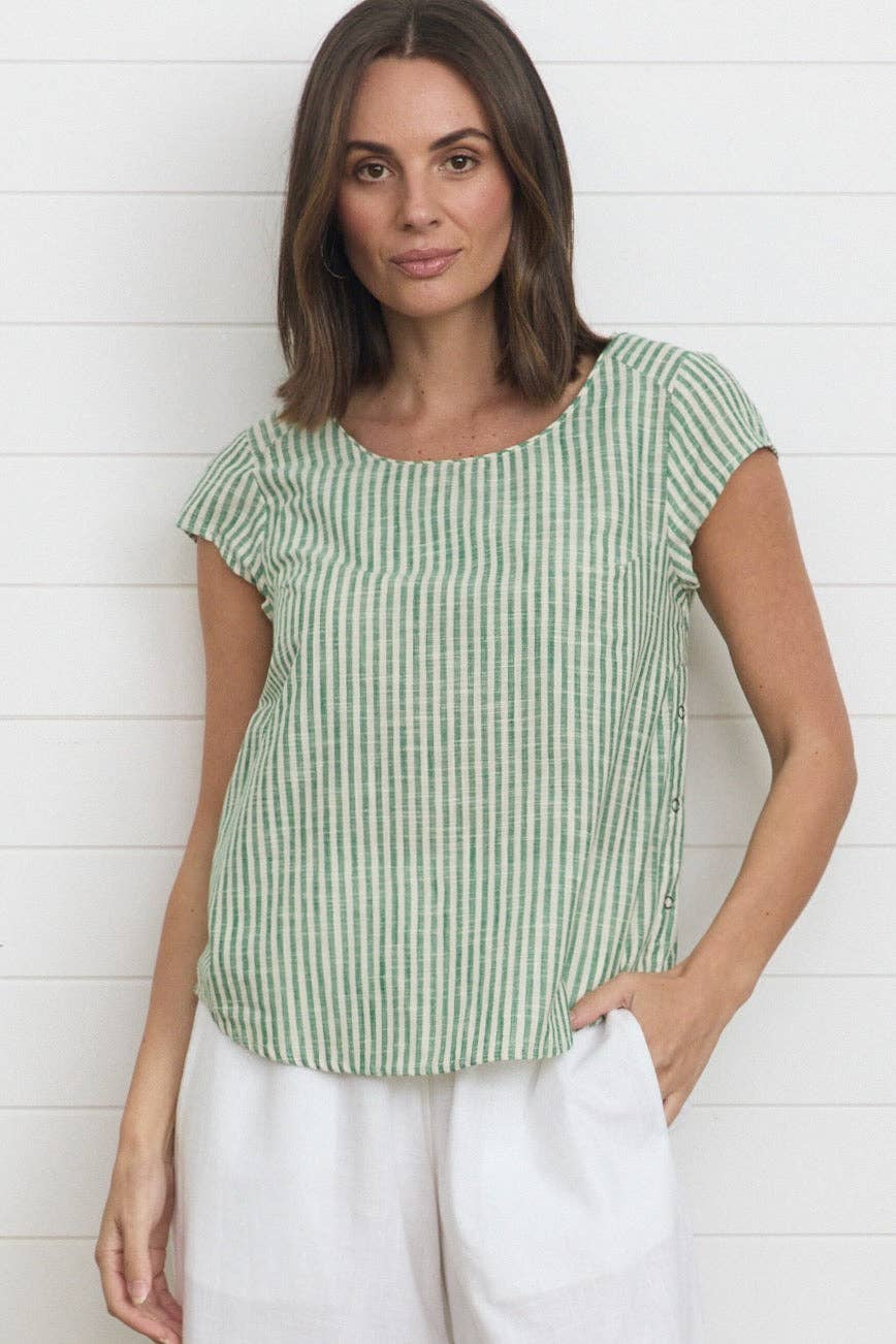 Remi Top - Green Stripe for wholesale on Faire