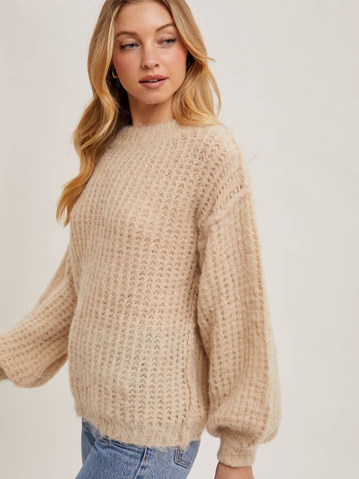 Bluivy – wholesale Pullovertröja - Dam – Oversized tröja i våffelstickning11