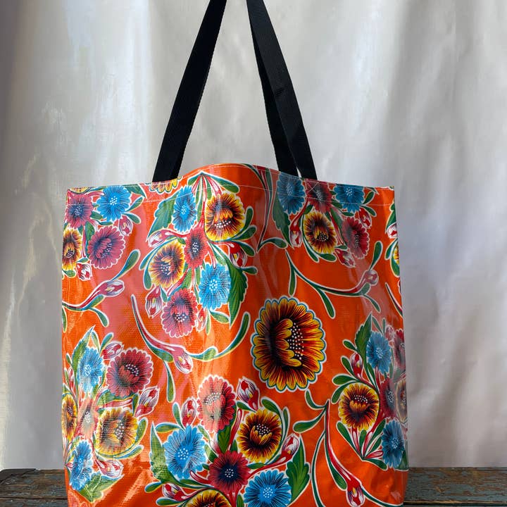 Bloom Orange Large Tote for wholesale by Oilcloth International