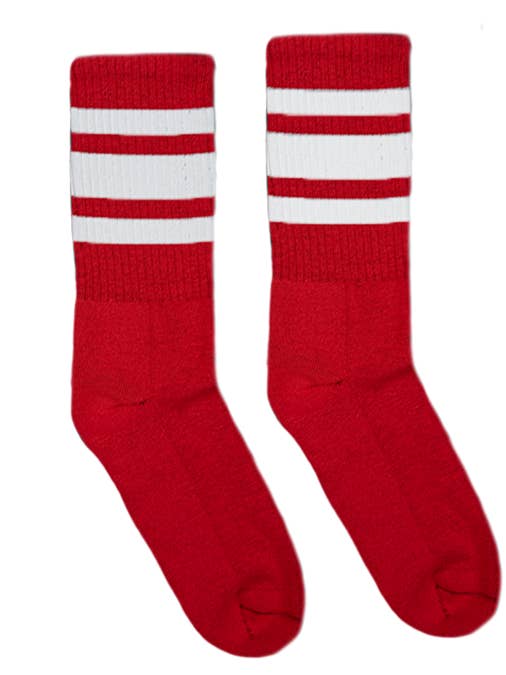 SOCCO White Striped Crew | Red for wholesale on Faire