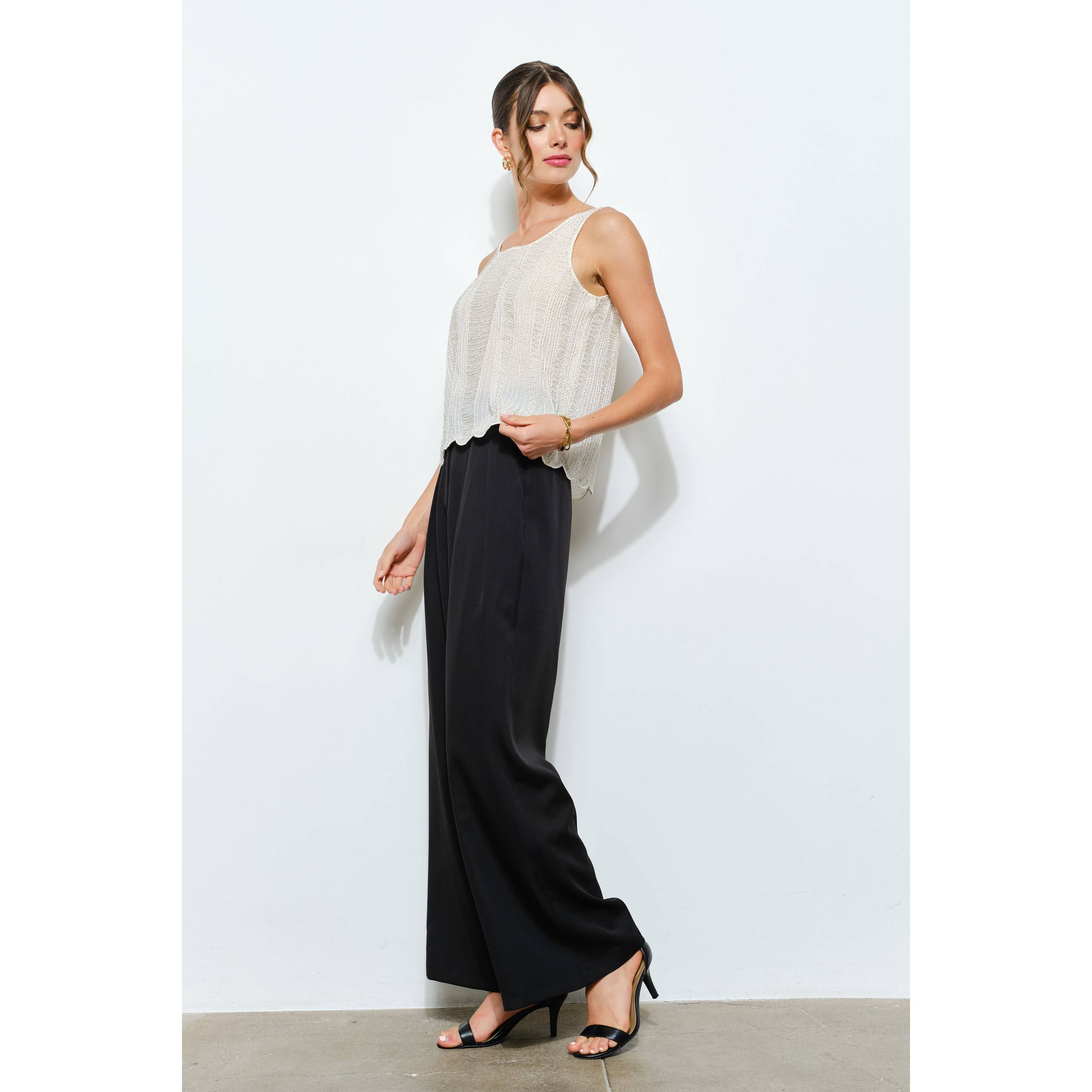 INA - Wholesale Blouse - Women's - All Over Beaded Scallop Hem Sleeveless Top5