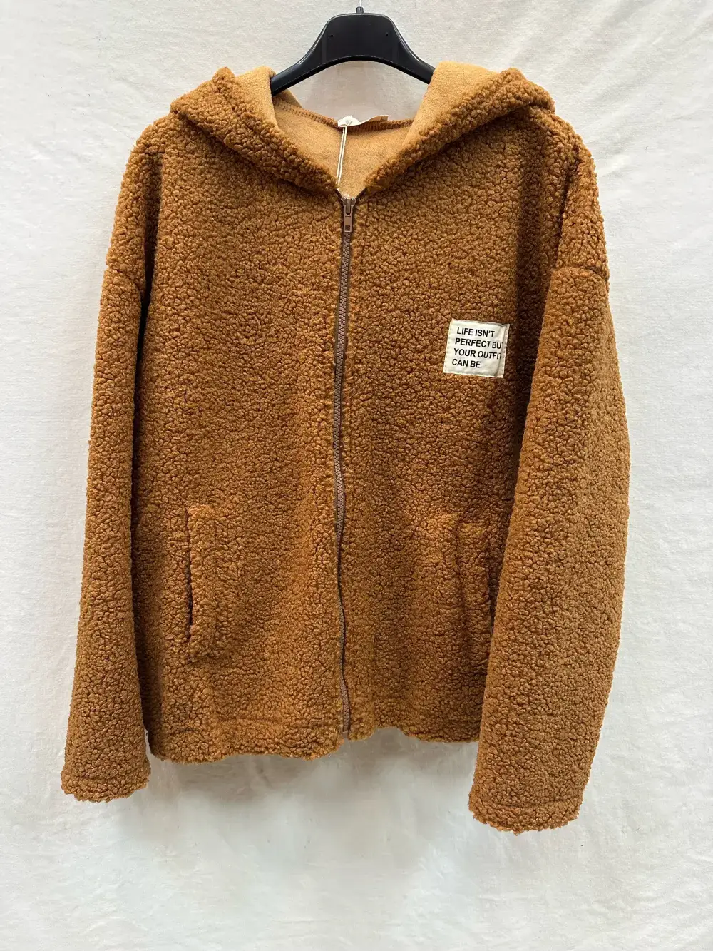 Mimi & Gogo - Wholesale Jacket - Women's - Fleece Hooded Jacket With Zip @3408_VeZipEcusson1