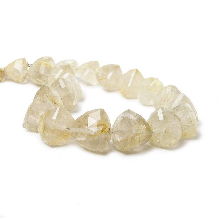 Beads of Cambay - Wholesale Beads - 8-12mm Rutilated Quartz Faceted Trillion 8 inch 21 pieces1
