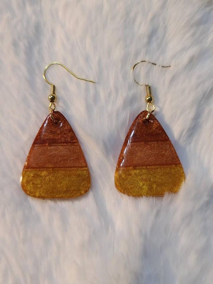 Orecchini di resina fatti a mano a forma di caramella di mais per Halloween #2 per la vendita all'ingrosso da parte di BabyGirl Creations