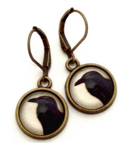 Dreamspirit - Wholesale Dangle Earrings - Photo Glass Crow Earrings