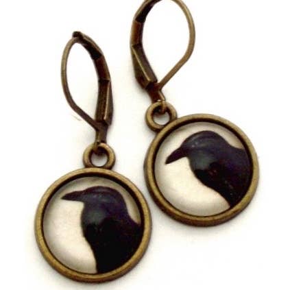 Dreamspirit - Wholesale Dangle Earrings - Photo Glass Crow Earrings0