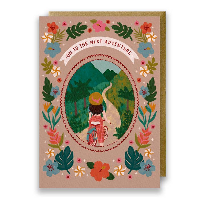 New Adventures Greeting Card - Bon Voyage, Leaving, Travel for wholesale by Jessie Maeve Studio