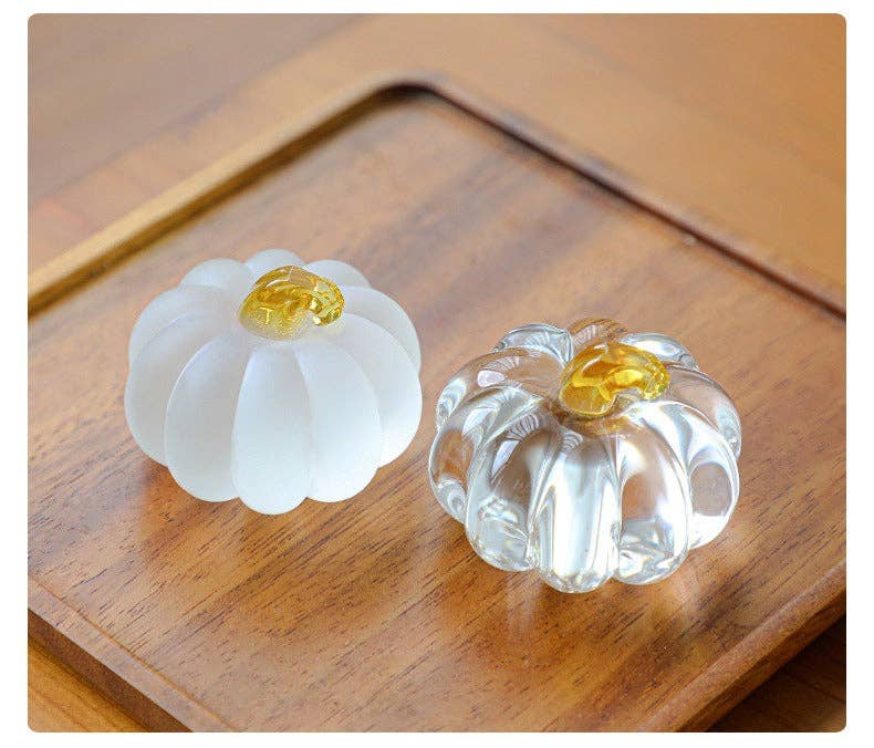 Gohobi （We cover U.S. import duties） - Wholesale Decorative Tabletop Object - Gohobi Pate de Verre Pumpkin Halloween Glass Ornament Teapot Lid Stand Paperweight6
