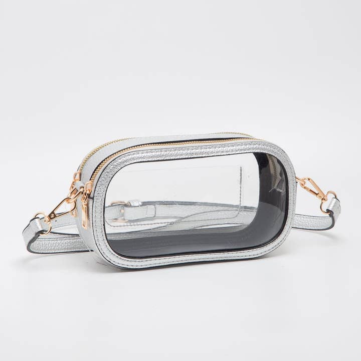 MiMi Wholesale - Wholesale Crossbody Bag - Women's - TG10552 Double Zipper Oval Clear Gameday/Stadium Bag11