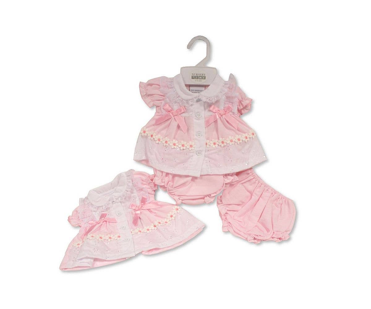 Sheldon International - Wholesale Dress - Baby - Premature Baby Dress with Bows and Lace - Daisies - 5760
