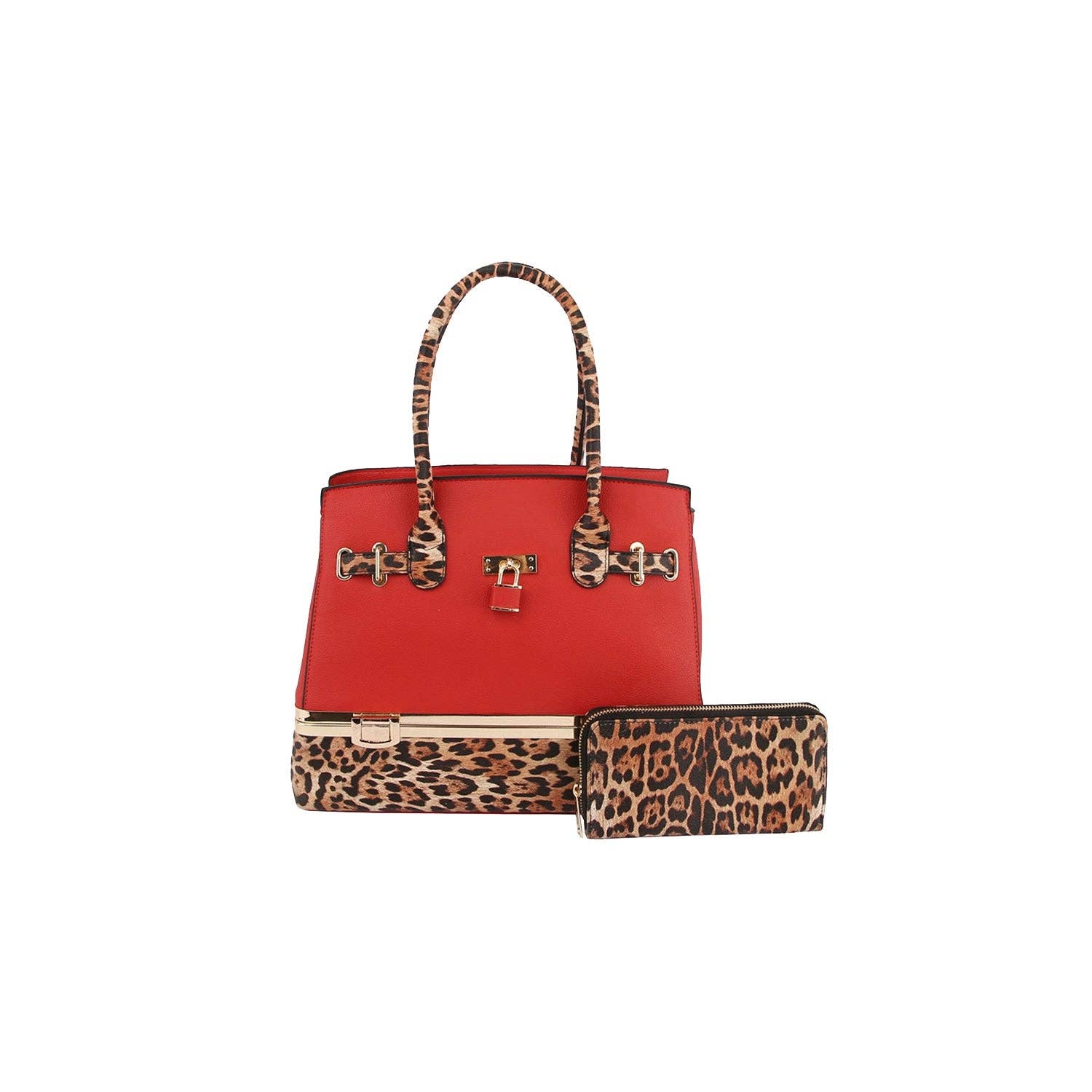 Handbag Factory Corp - Wholesale Top Handle Bag - Women's - 2 in 1 Cheetah Accent Handbag and Clutch6