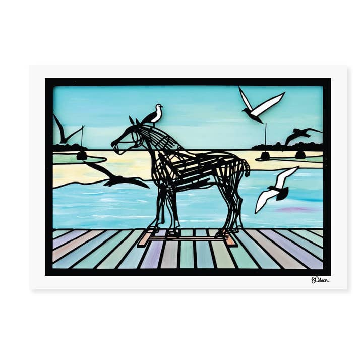 A4 or A3 print: Wells-next-the-Sea Lifeboat Horse for wholesale by The Leaf Press
