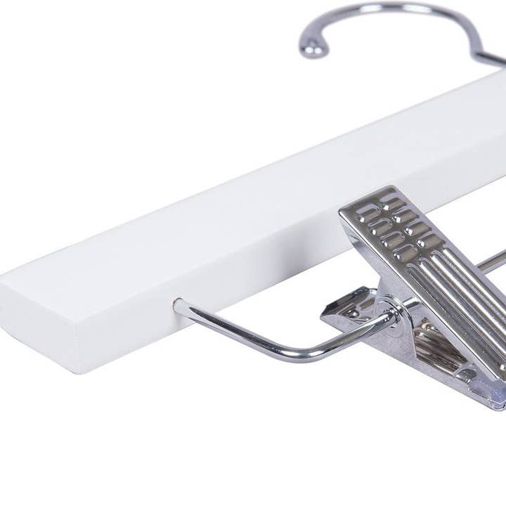 Only Hangers - Wholesale Clothes Hangers - White Wooden Pant-Skirt Hanger2