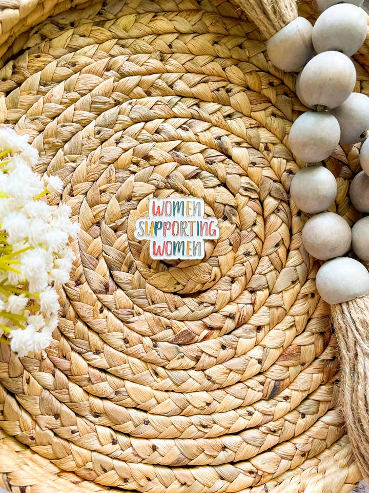 Women Supporting Women Enamel Pin 1.75" x 1.27" for wholesale by William Marie Designs