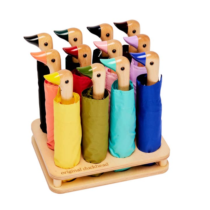 Original Duckhead USA - Wholesale Retailer Display - Accessories - 12-Slot Sustainable Wooden Umbrella POS Display Stand2