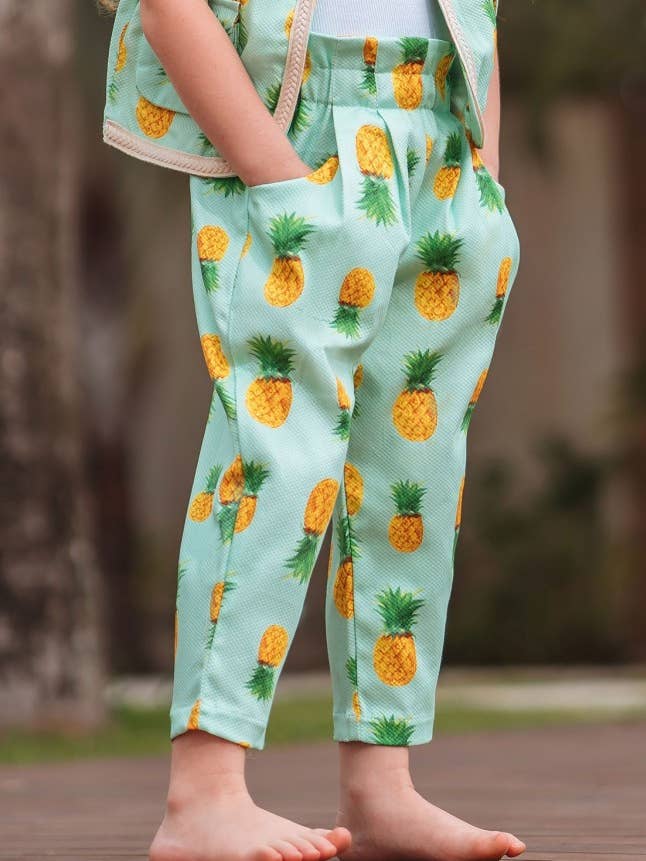Pineapple Print Pants With Front Pockets. for wholesale by I Am...Just For Little