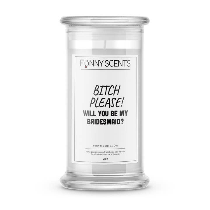 Tik snälla! Kommer du att vara min brudtärna? Roliga ljus för wholesale av JewelryCandles.com