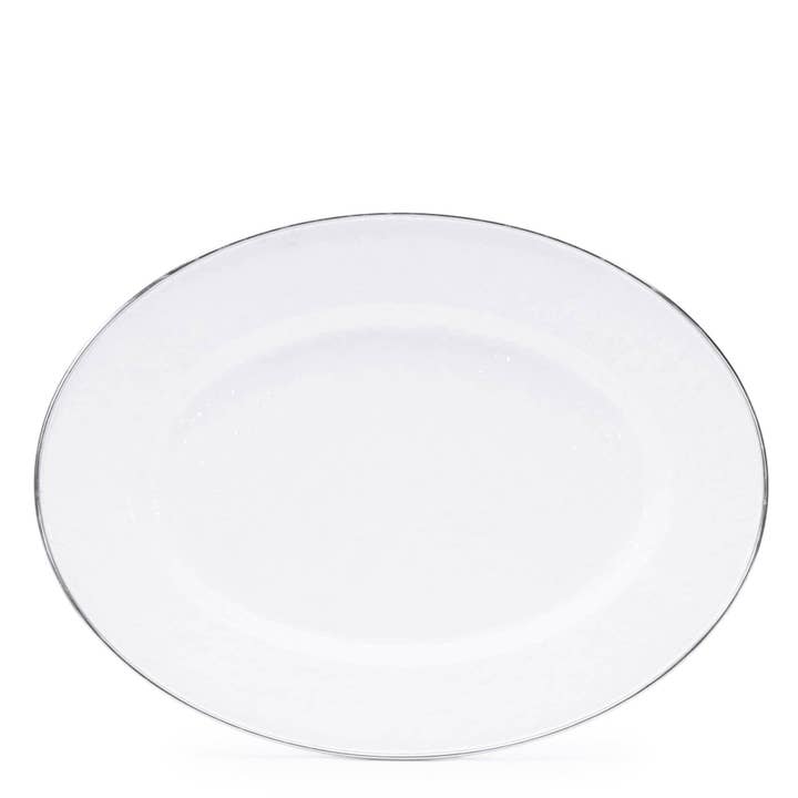 Travessa Oval Branca Sólida de Esmalte Coelho Dourado por atacado de Crow Canyon Home