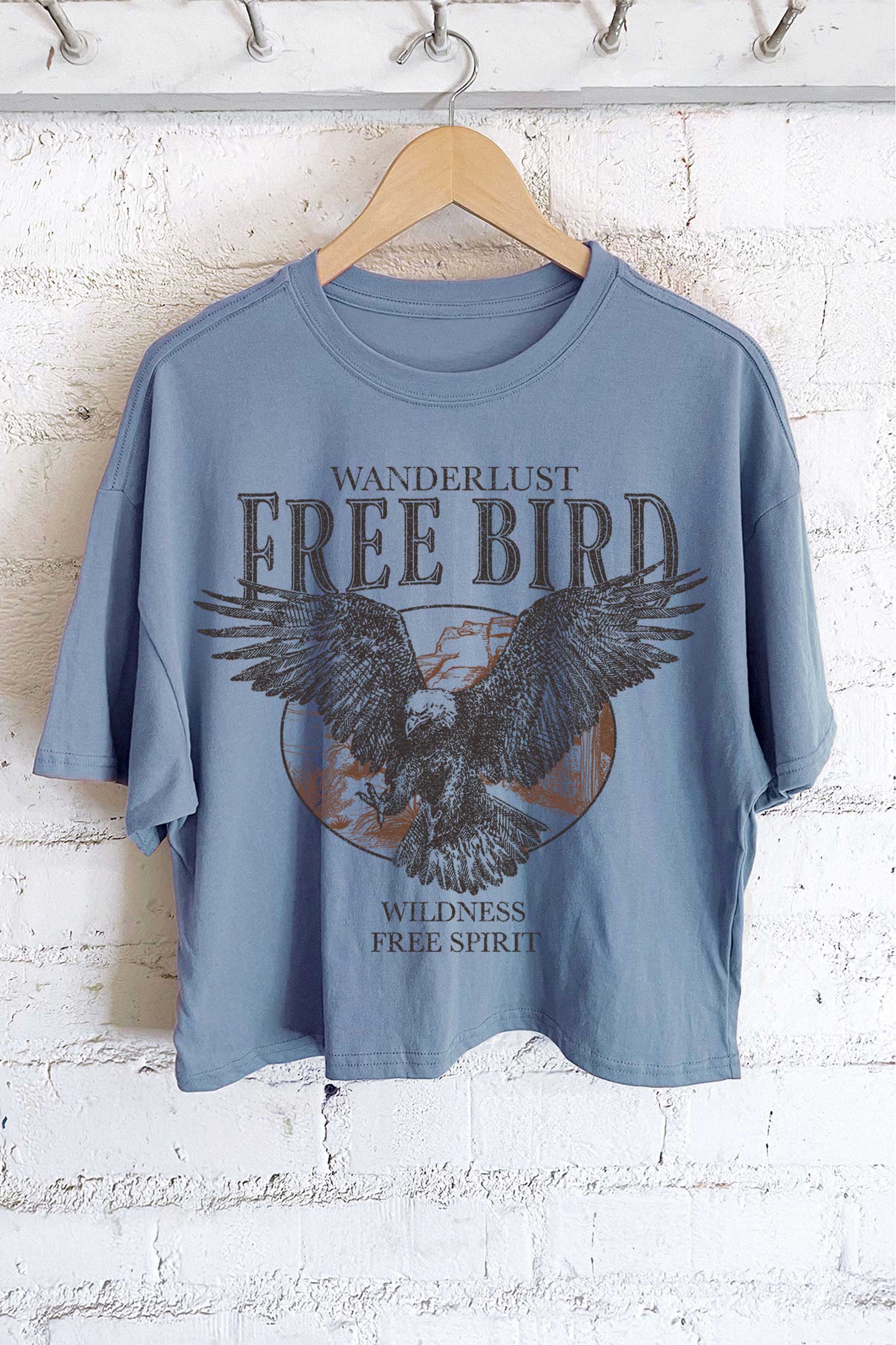 Rustee Clothing - Vente T-shirt sérigraphié – femme - HAUT COURT À IMPRIMÉ OISEAU AIGLE GRATUIT3