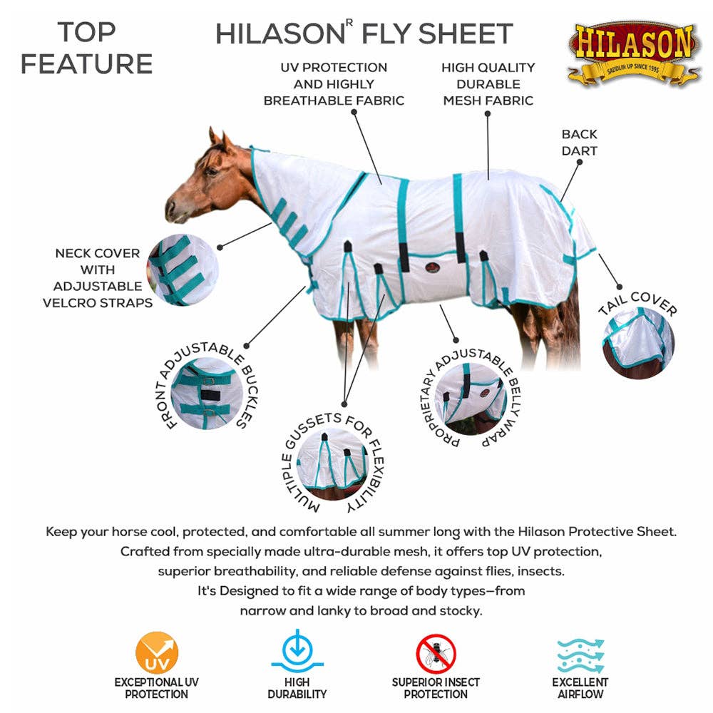 HILASON - Wholesale Horseback Riding Gear - HILASON Horse Fly Sheet - Summer Spring UV Protection Mesh Bug Mosquito FlySheet for Horses | Fly-Sheet1