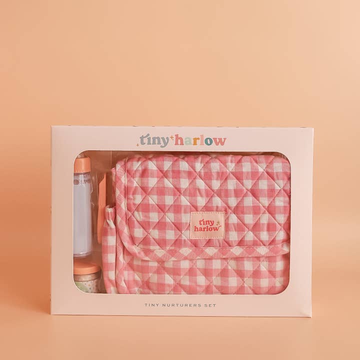 Tiny Harlow - Wholesale Doll Accessory Kit - Kids - Tiny Nurturers Set - Pink gingham